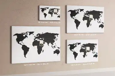 Tableau de liège Contour sombre des continents