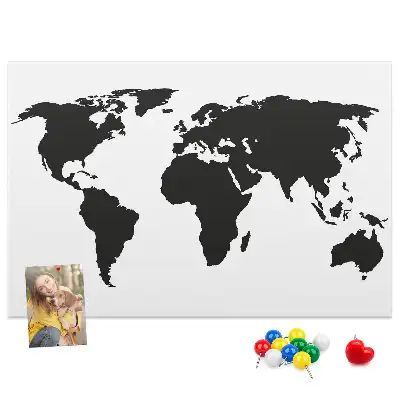 Tableau de liège Contour sombre des continents