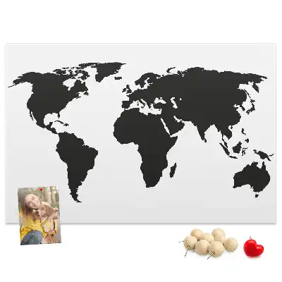 Tableau de liège Contour sombre des continents