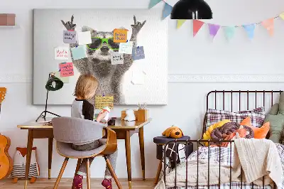 Tableau en liège déco Raton laveur à lunettes