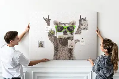 Tableau en liège déco Raton laveur à lunettes