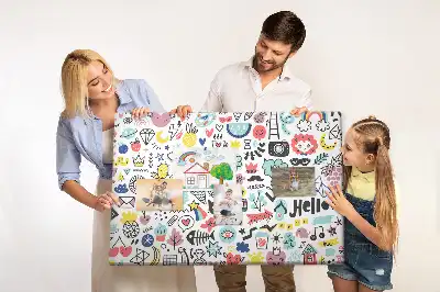 Tableau en liège déco Contours de personnages esquissés