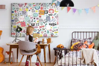 Tableau en liège déco Contours de personnages esquissés