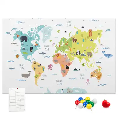 Tableau de liège Animaux sur les continents