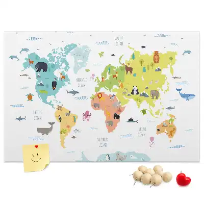Tableau de liège Animaux sur les continents
