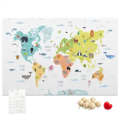 Tableau de liège Animaux sur les continents