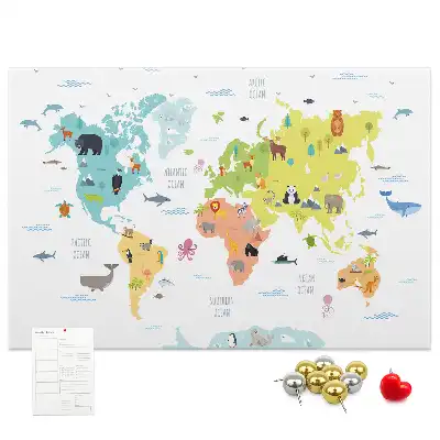 Tableau de liège Animaux sur les continents