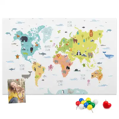 Tableau de liège Animaux sur les continents