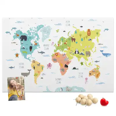 Tableau de liège Animaux sur les continents