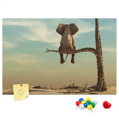 Tableau d’affichage en liège motif Éléphant dans l'arbre