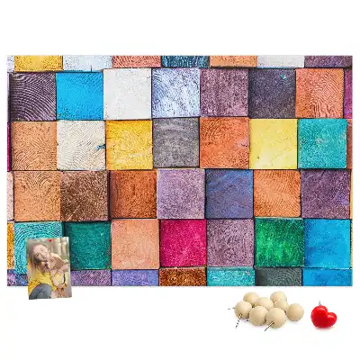 Tableau de liège Cubes en bois