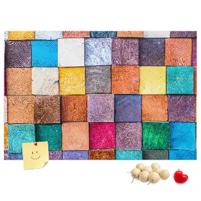 Tableau de liège Cubes en bois