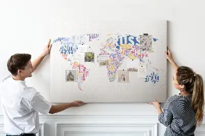 Tableau de liège Carte avec frontières des pays
