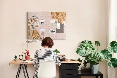 Tableau de liège Feuilles tropicales dorées