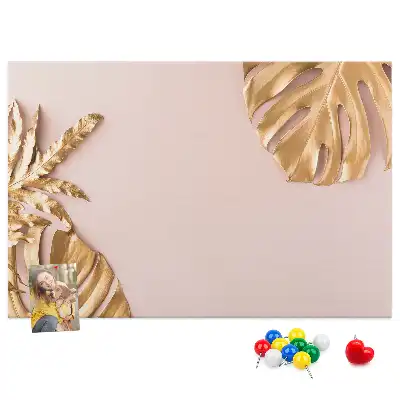 Tableau de liège Feuilles tropicales dorées