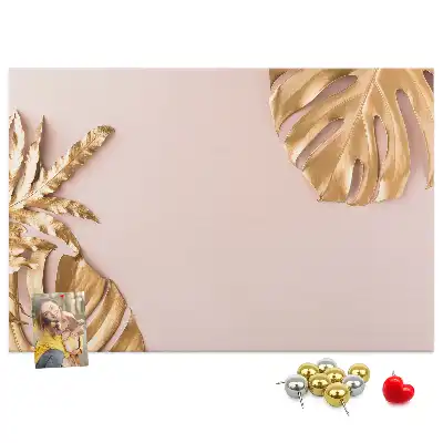 Tableau de liège Feuilles tropicales dorées