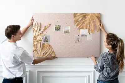 Tableau de liège Feuilles tropicales dorées