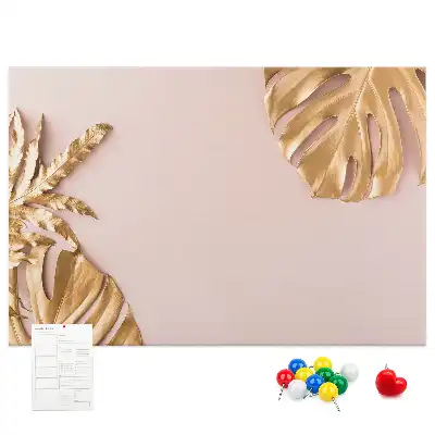 Tableau de liège Feuilles tropicales dorées