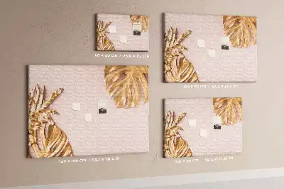 Tableau de liège Feuilles tropicales dorées