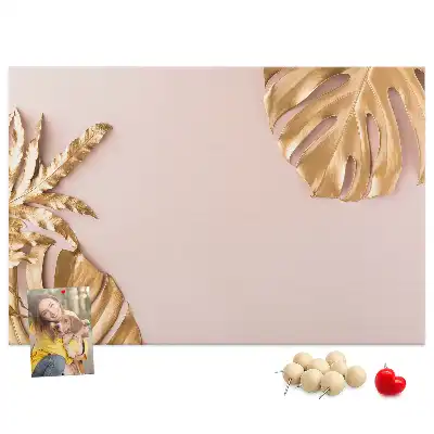 Tableau de liège Feuilles tropicales dorées