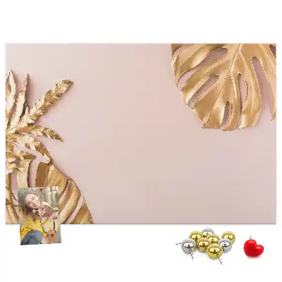 Tableau de liège Feuilles tropicales dorées