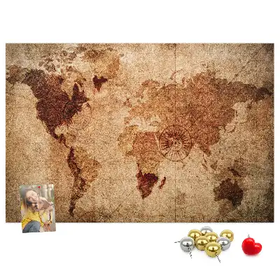 Tableau en liège déco Carte du monde antique stylisée