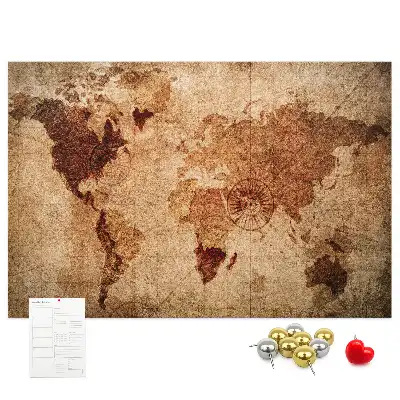 Tableau en liège déco Carte du monde antique stylisée