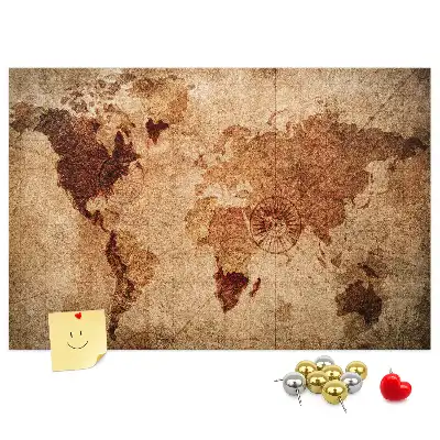 Tableau en liège déco Carte du monde antique stylisée