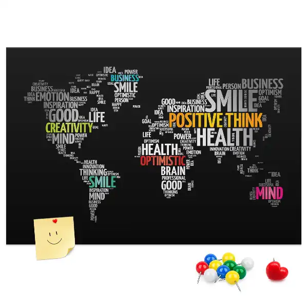 Tableau d’affichage en liège Carte du monde positive