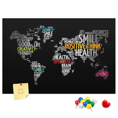 Tableau d’affichage en liège Carte du monde positive