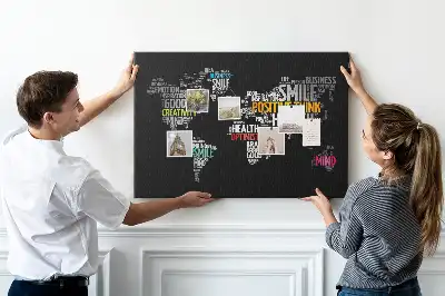 Tableau d’affichage en liège Carte du monde positive