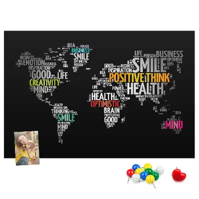 Tableau d’affichage en liège Carte du monde positive