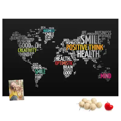 Tableau d’affichage en liège Carte du monde positive