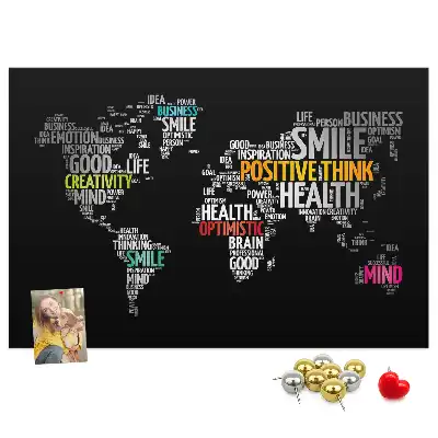 Tableau d’affichage en liège Carte du monde positive