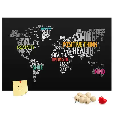 Tableau d’affichage en liège Carte du monde positive
