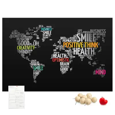 Tableau d’affichage en liège Carte du monde positive