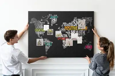 Tableau d’affichage en liège Carte du monde positive
