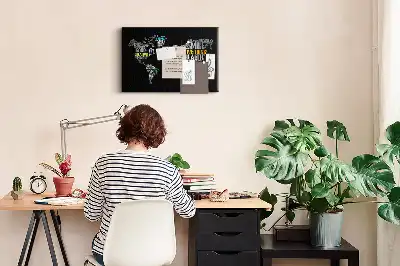 Tableau d’affichage en liège Carte du monde positive