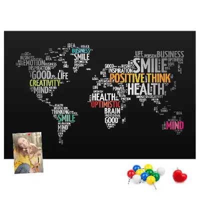 Tableau d’affichage en liège Carte du monde positive