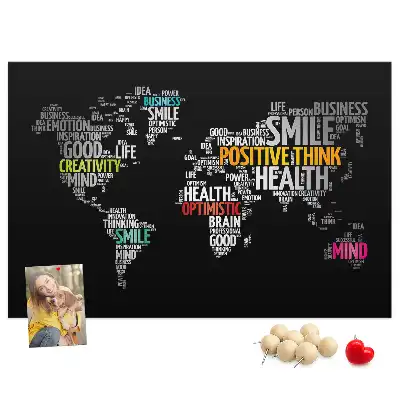 Tableau d’affichage en liège Carte du monde positive