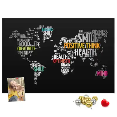 Tableau d’affichage en liège Carte du monde positive