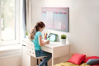 Tableau en liège déco Planificateur hebdomadaire licornes
