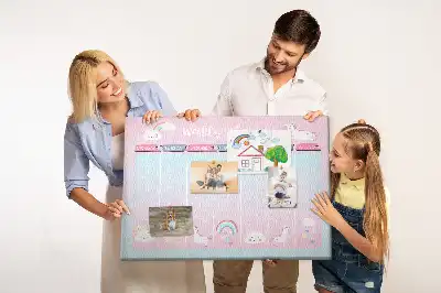 Tableau en liège déco Planificateur hebdomadaire licornes