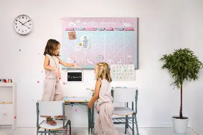 Tableau en liège déco Planificateur hebdomadaire licornes