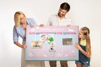 Tableau en liège déco Planificateur hebdomadaire licornes
