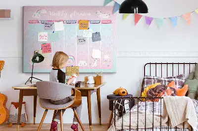 Tableau en liège déco Planificateur hebdomadaire licornes