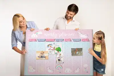 Tableau en liège déco Planificateur hebdomadaire licornes