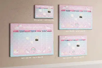 Tableau en liège déco Planificateur hebdomadaire licornes