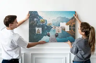 Tableau d’affichage en liège Bateaux sur le lac