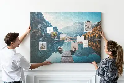 Tableau d’affichage en liège Bateaux sur le lac